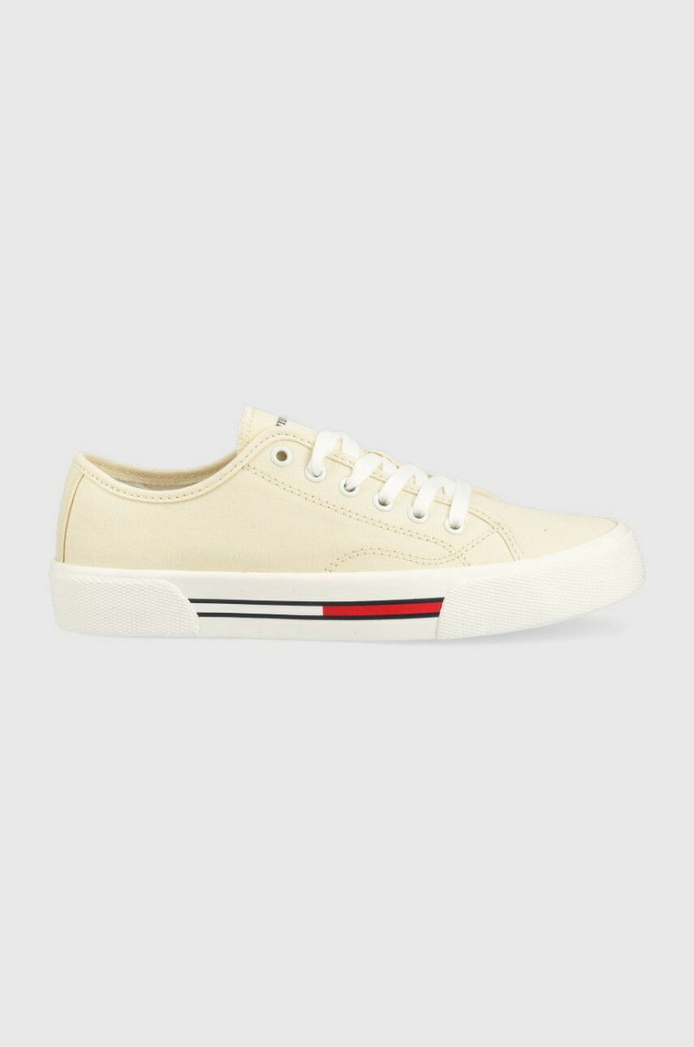 Tommy Jeans tenisówki TJW LOW CUT CANVAS damskie kolor żółty EN0EN02359