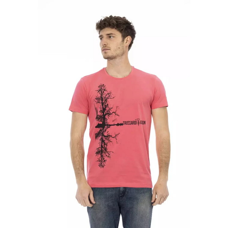 Action Pink T-Shirt z Okrągłym Dekoltem Trussardi