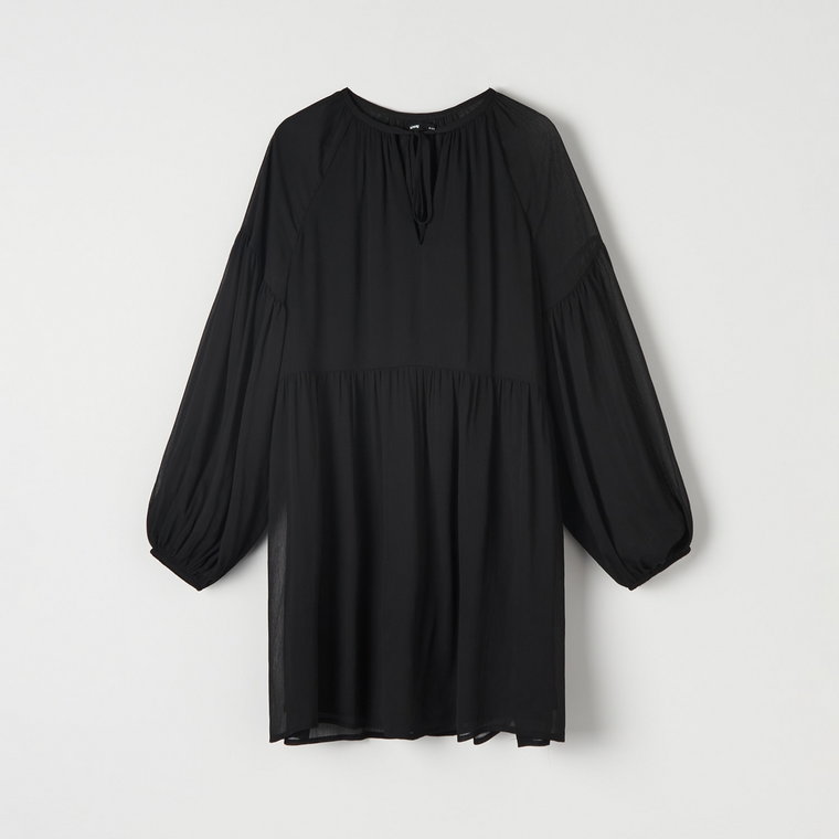 Sinsay - Sukienka mini z wiązaniem - Czarny