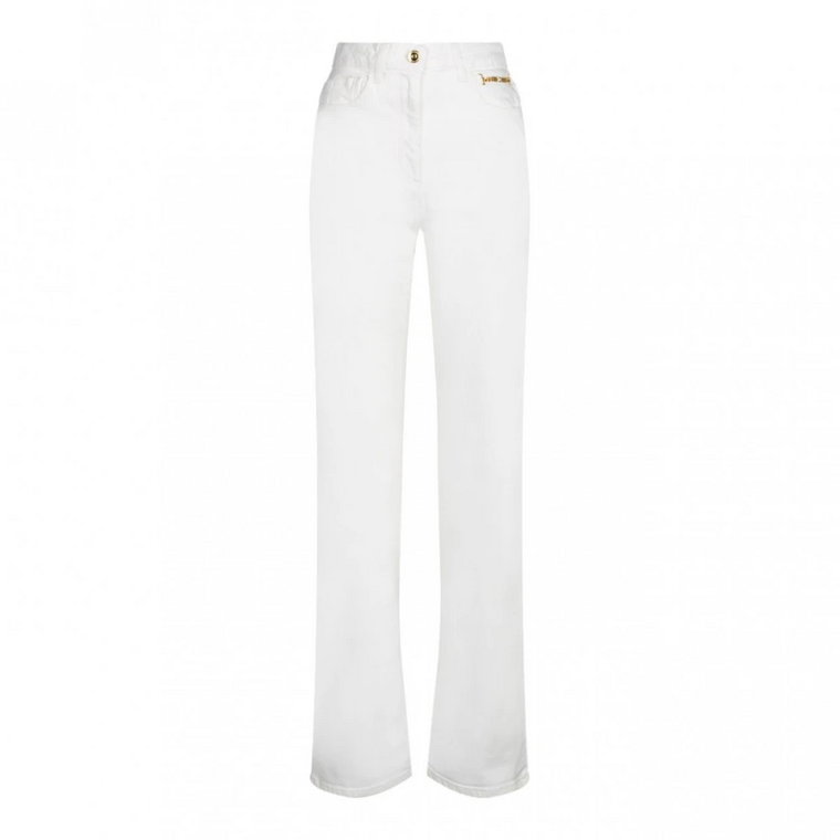 Rozszerzone białe jeansy z bawełny Elisabetta Franchi
