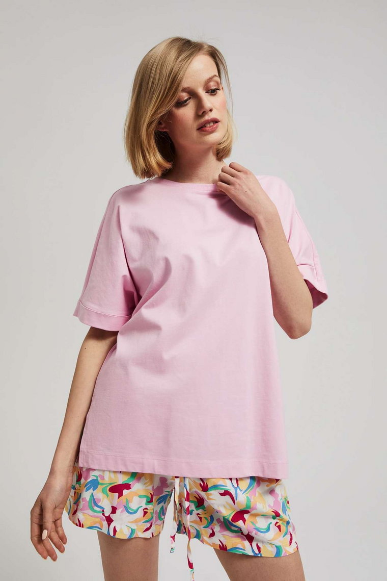 Gładki t-shirt pudrowo-różowy