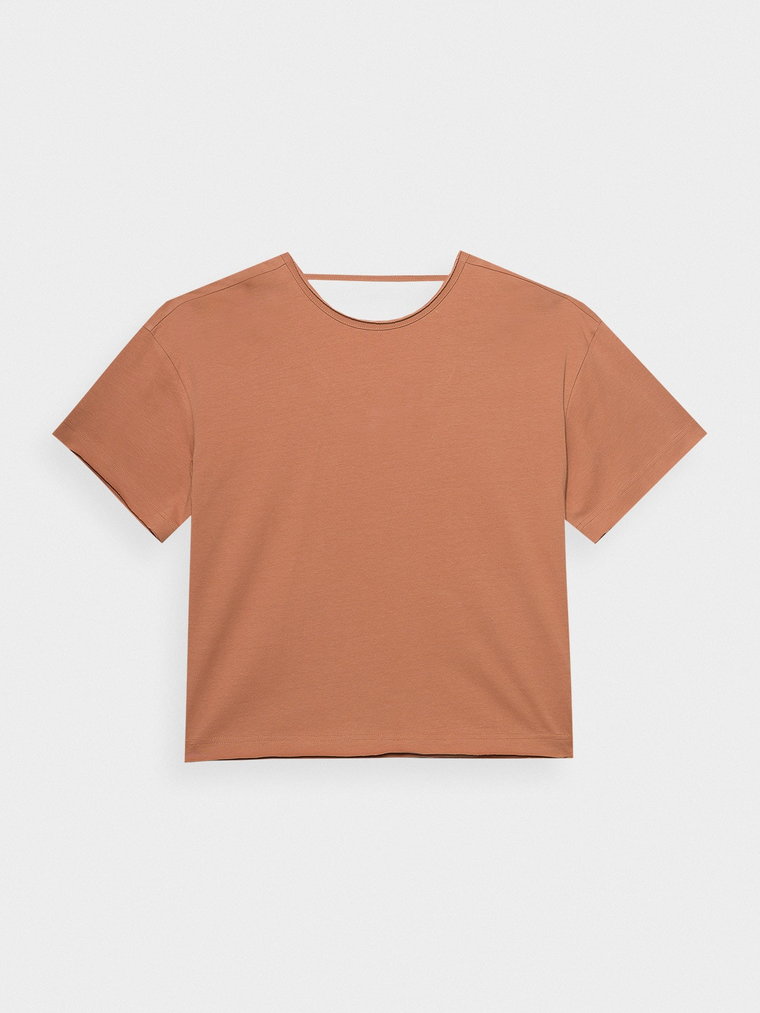 T-shirt z dekoltem na plecach damski Outhorn - pomarańczowy