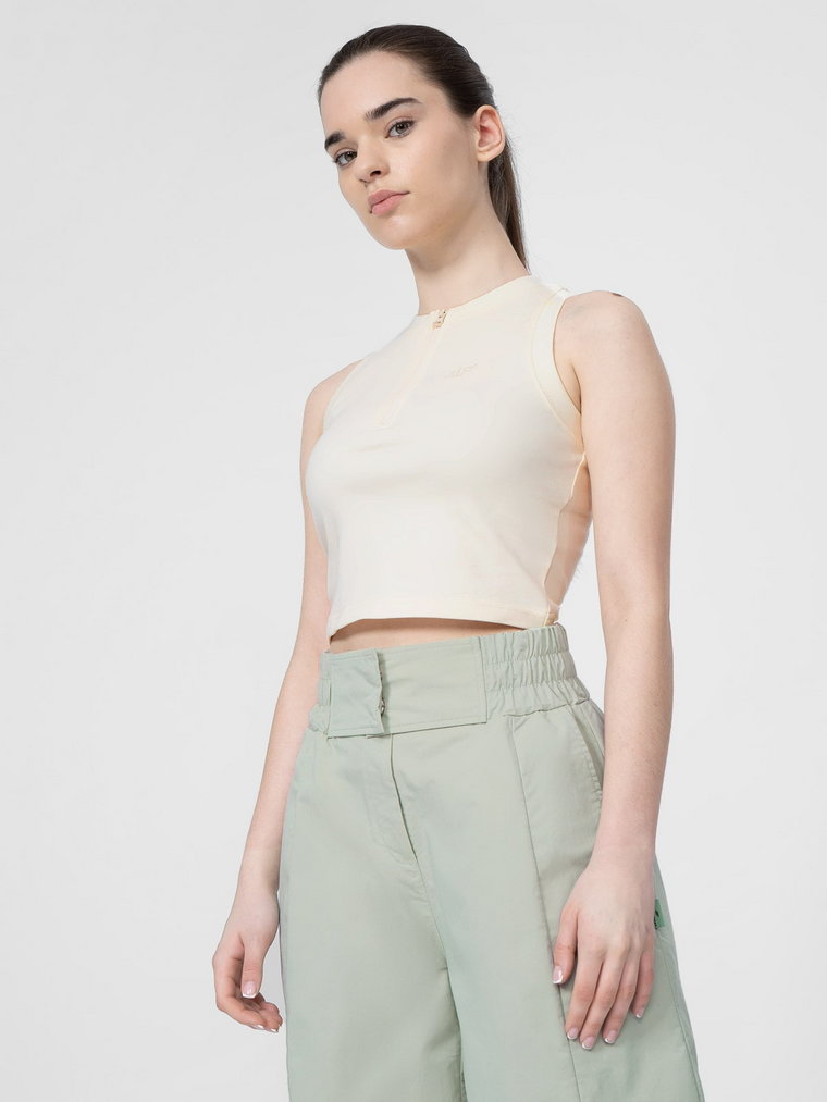 Crop-top z bawełny organicznej z suwakiem  damski