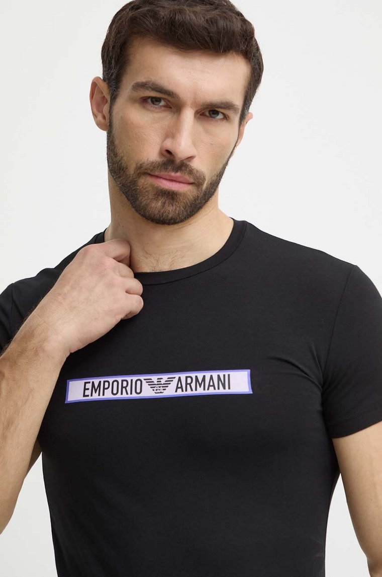 Emporio Armani Underwear t-shirt bawełniany lounge kolor czarny z nadrukiem 111035 4R517