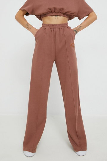 Sixth June spodnie dresowe bawełniane damskie kolor brązowy z aplikacją