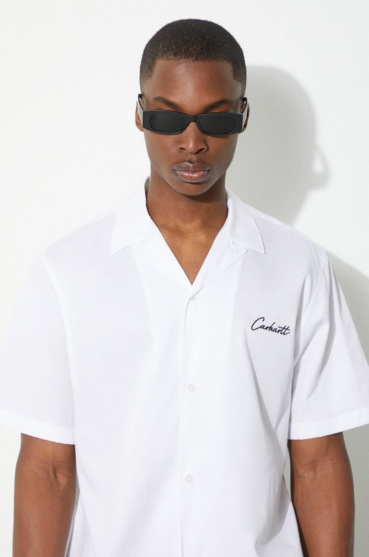 Carhartt WIP koszula S/S Delray Shirt męska kolor biały relaxed I031465.00AXX