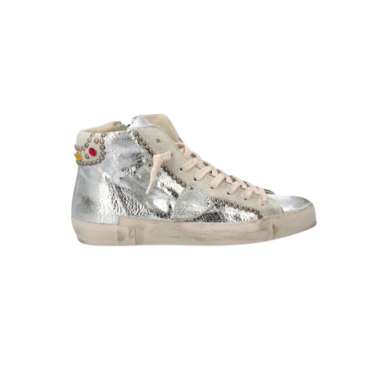 Iridescent Studded Wysokie Sneakersy Philippe Model