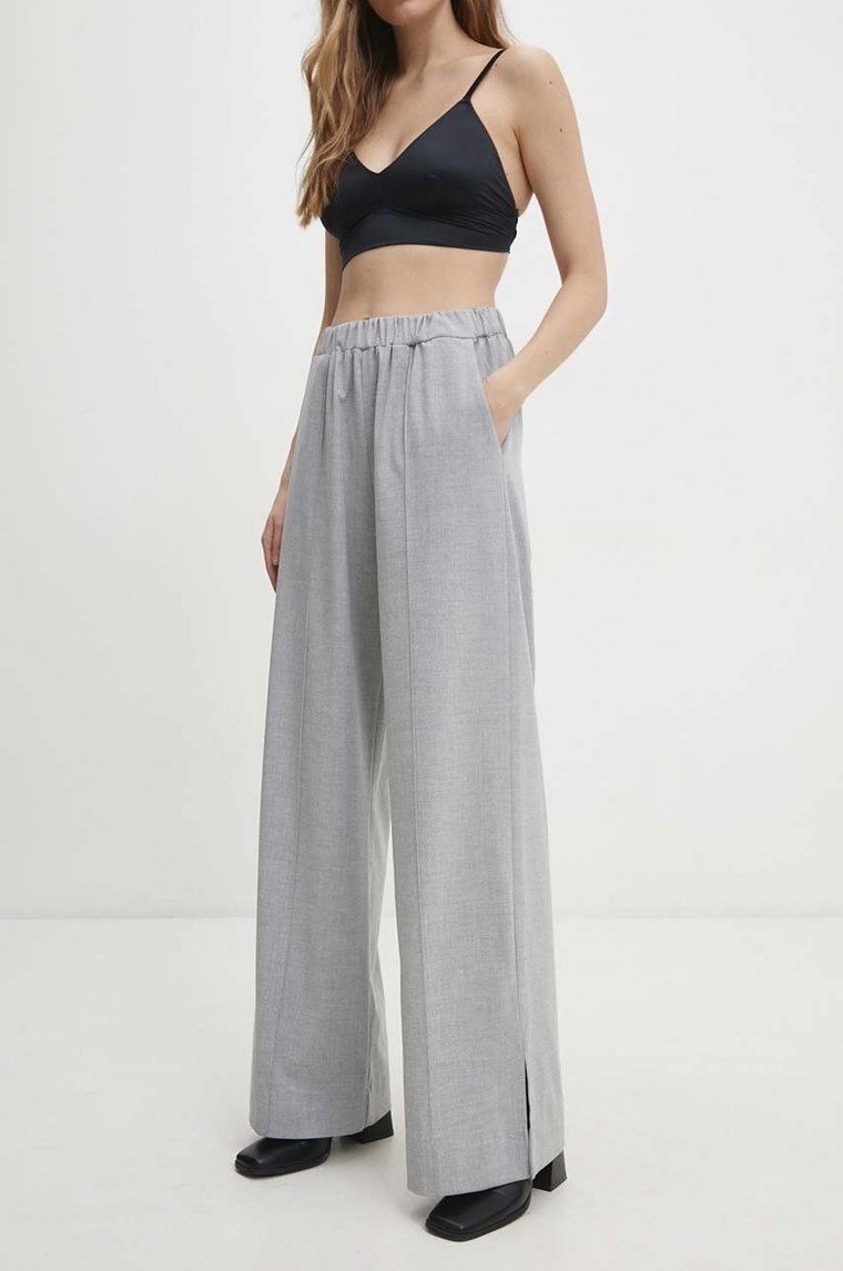 Answear Lab spodnie damskie kolor szary szerokie high waist