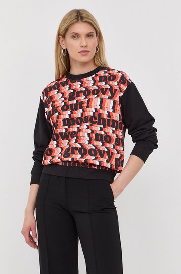 Love Moschino bluza bawełniana damska kolor czarny wzorzysta