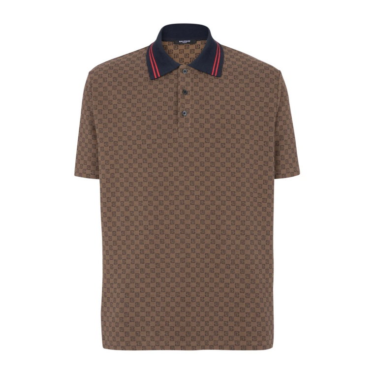 Polo z mini-monogramem w stylu Jacquard Balmain