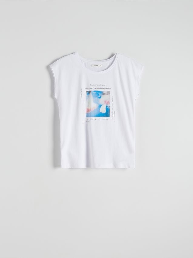 Reserved - T-shirt z nadrukiem - biały
