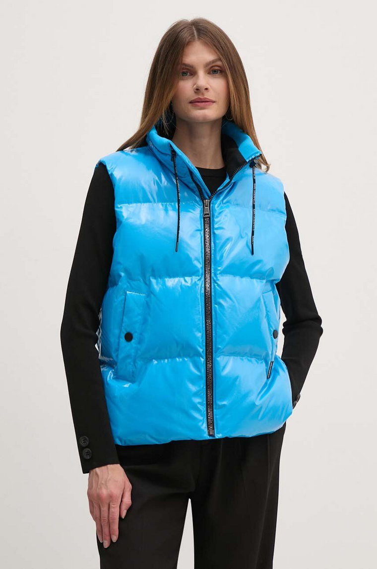 Karl Lagerfeld bezrękawnik damski kolor niebieski zimowy 245W1500