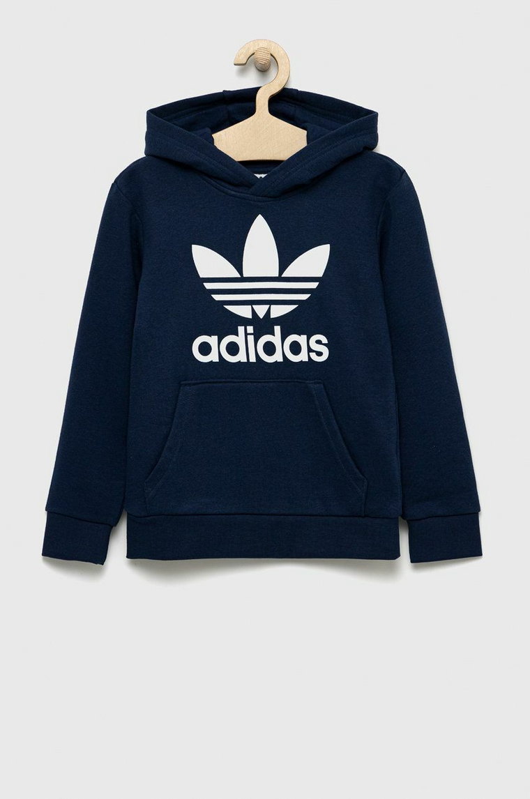 adidas Originals bluza dziecięca kolor granatowy z kapturem z nadrukiem