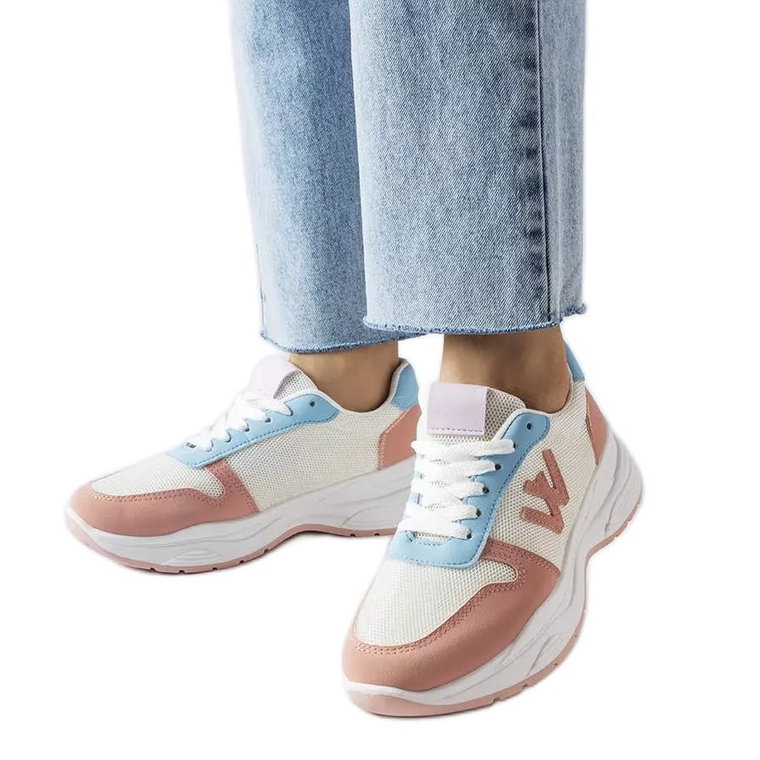 Inna Biało-różowo-niebieskie sneakersy Teresio białe