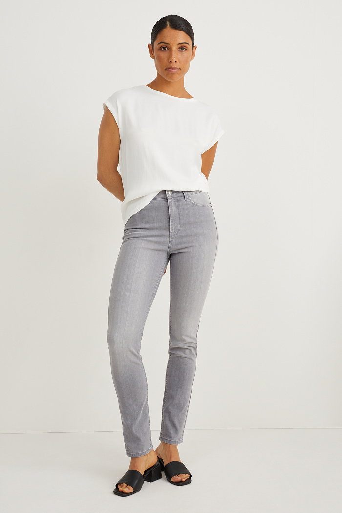 C&A Slim jeans-wysoki stan, Szary, Rozmiar: 34
