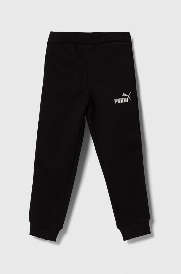 Puma spodnie dresowe dziecięce ESS+ Sweatpants FL cl G kolor czarny gładkie