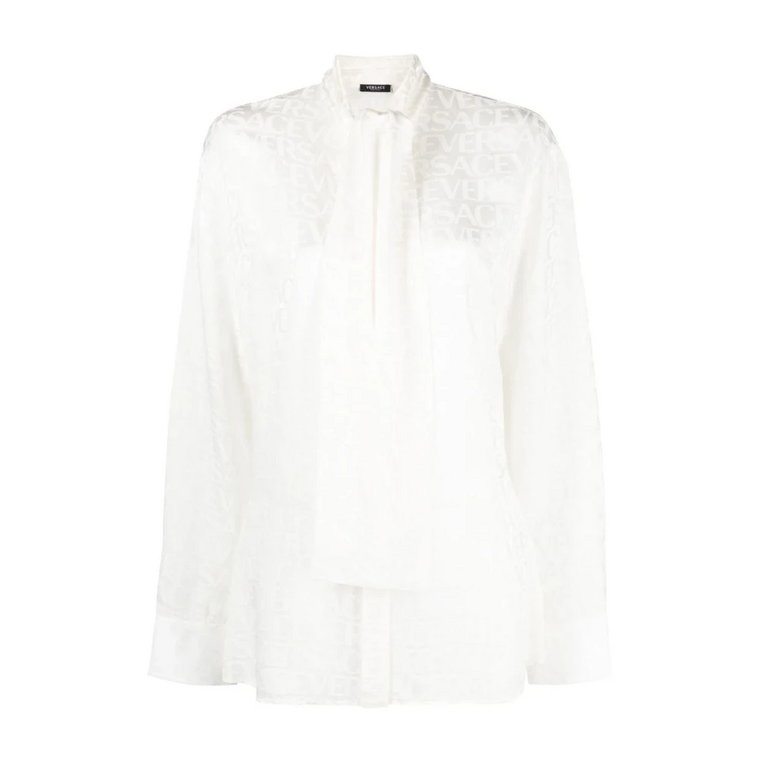 Biała Koszula z Wzorem i Ozdobami Meduzy Versace