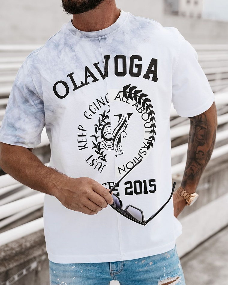 T-shirt męski OLAVOGA FORCE 2024 biało-szary M