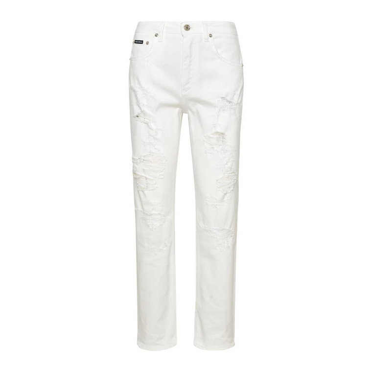 Stylowe białe bawełniane Boyfriend jeans Dolce & Gabbana