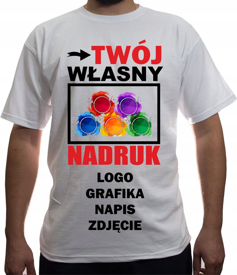 Koszulka Męska Z Własnym Nadrukiem Grafiką Logo M