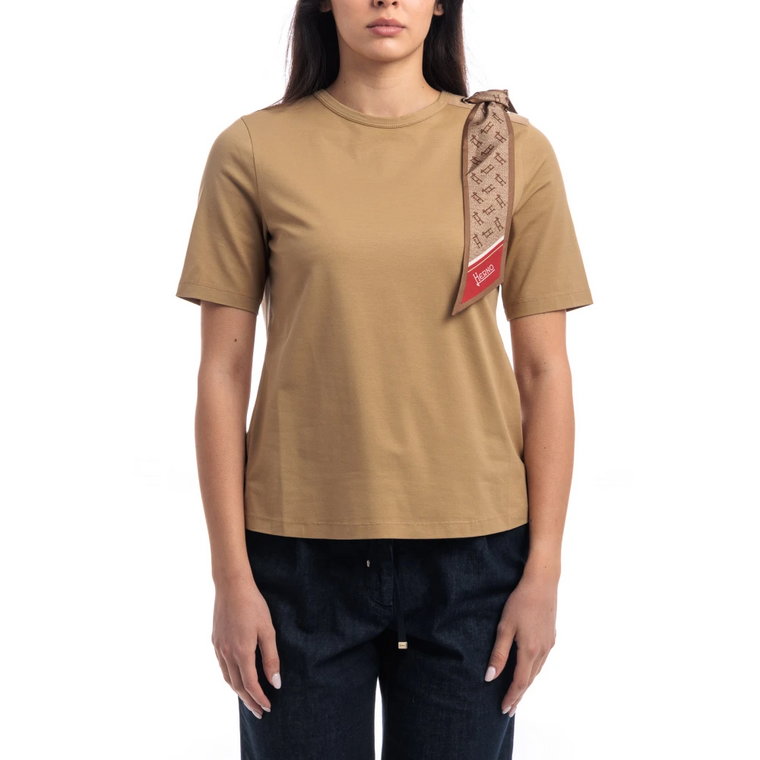 T-shirt z Superfinnej Elastycznej Bawełny z Szalikiem Herno
