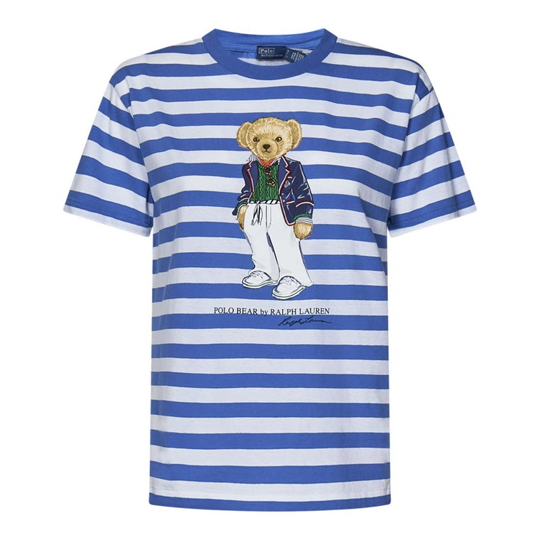 Niebieskie T-shirty i Pola z Paskami i Niedźwiedziem Polo Ralph Lauren