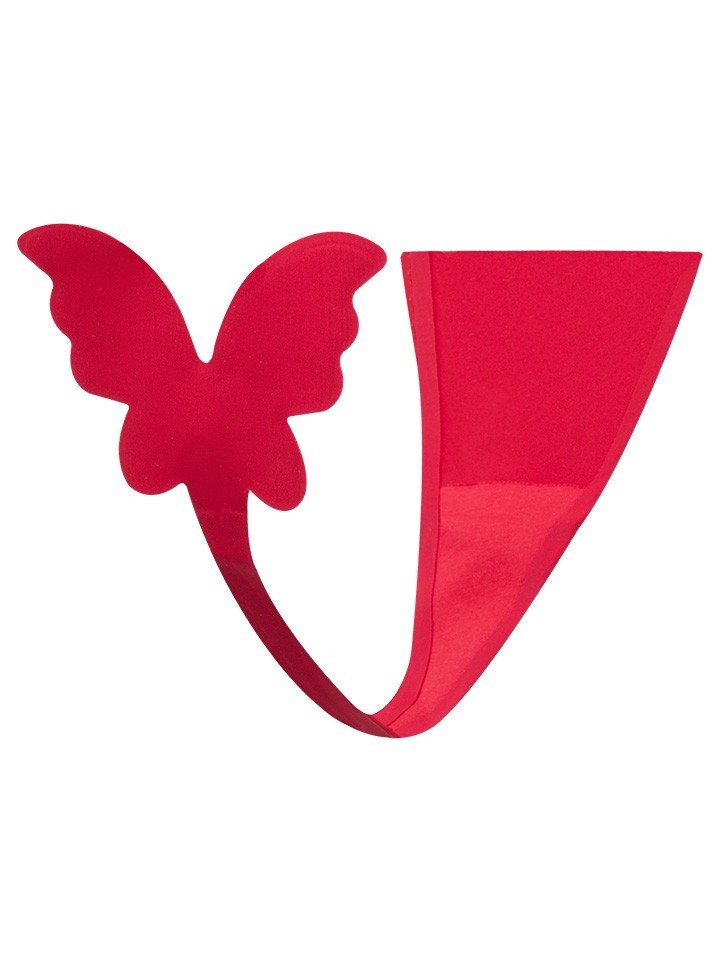 Majtki damskie samoprzylepne czerwone z motylem  M