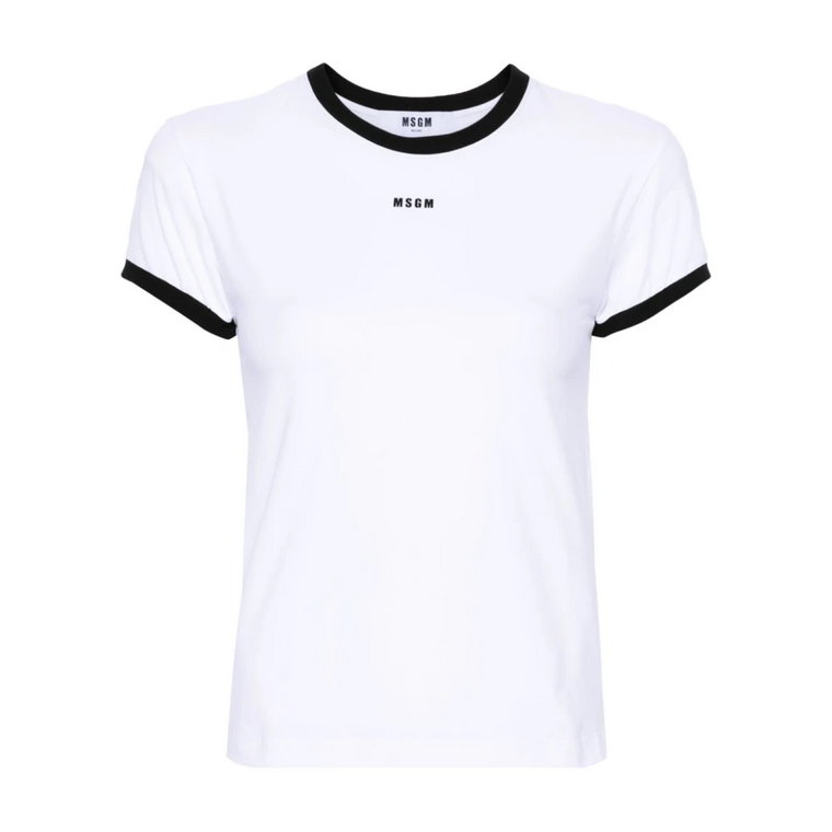 Logo Print Crew Neck T-shirty i Pola Msgm