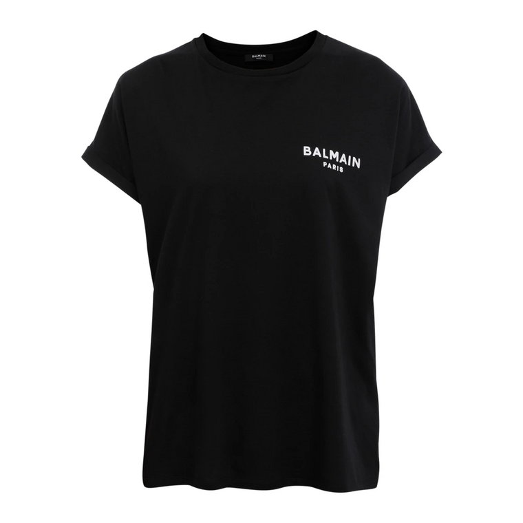 Ekologicznie zaprojektowany bawełniany T-shirt z małym logo flocked. Balmain