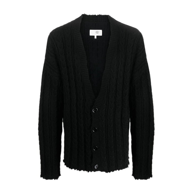 Czarny sweter z warkoczem MM6 Maison Margiela