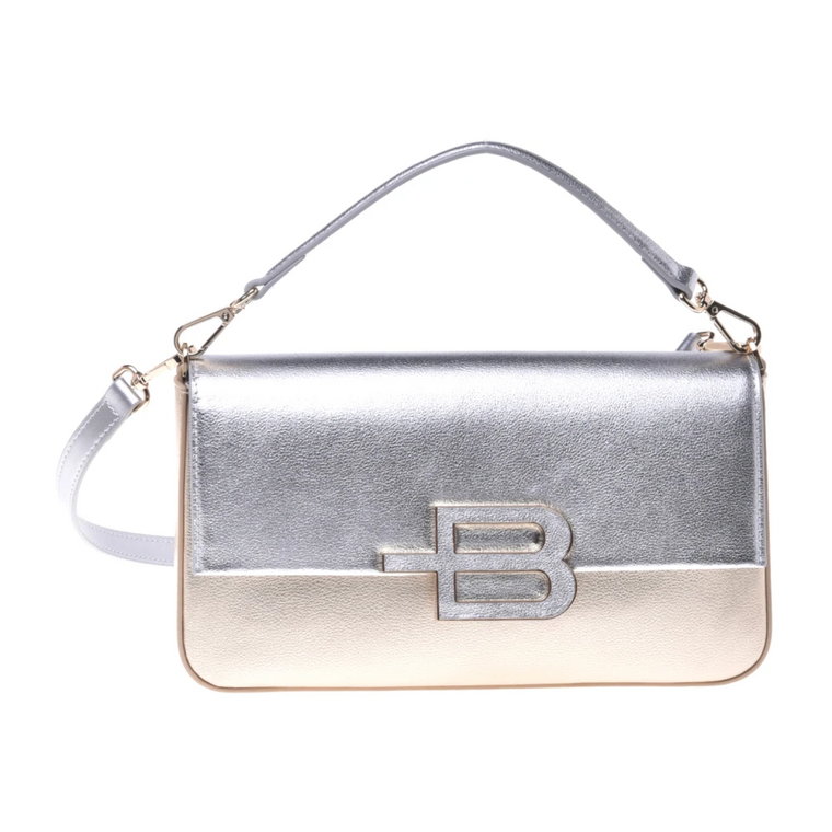 Crossbody bag in gold and silver laminated calfskin Baldinini