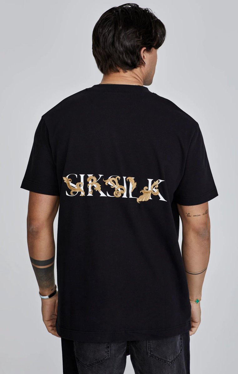 T-shirt męski SikSilk FILIGREE 27266 Czarny