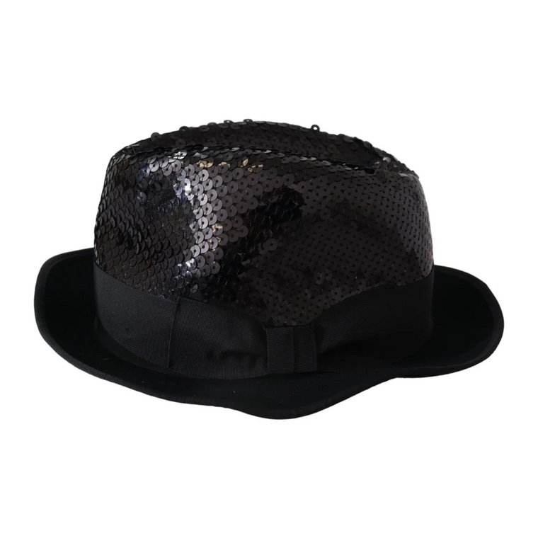 Czarny Kapelusz Fedora z Cekinami Dolce & Gabbana