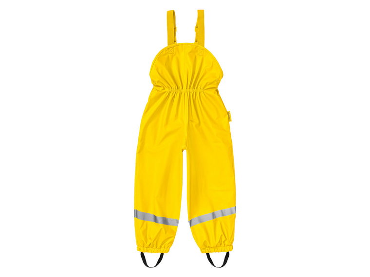 Playshoes Spodnie przeciwdeszczowe dziecięce dla dziewczynki / chłopca, na szelkach z odblaskami (110/116, Żółty)