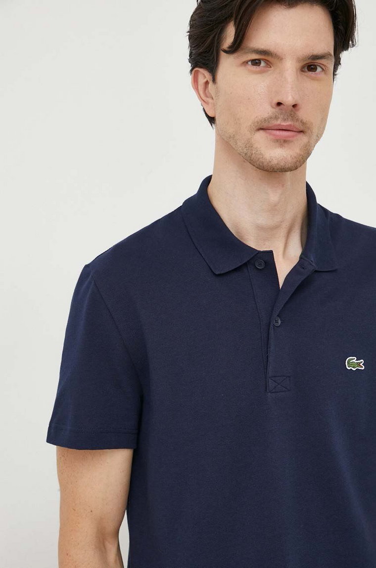 Lacoste polo męski kolor granatowy gładki