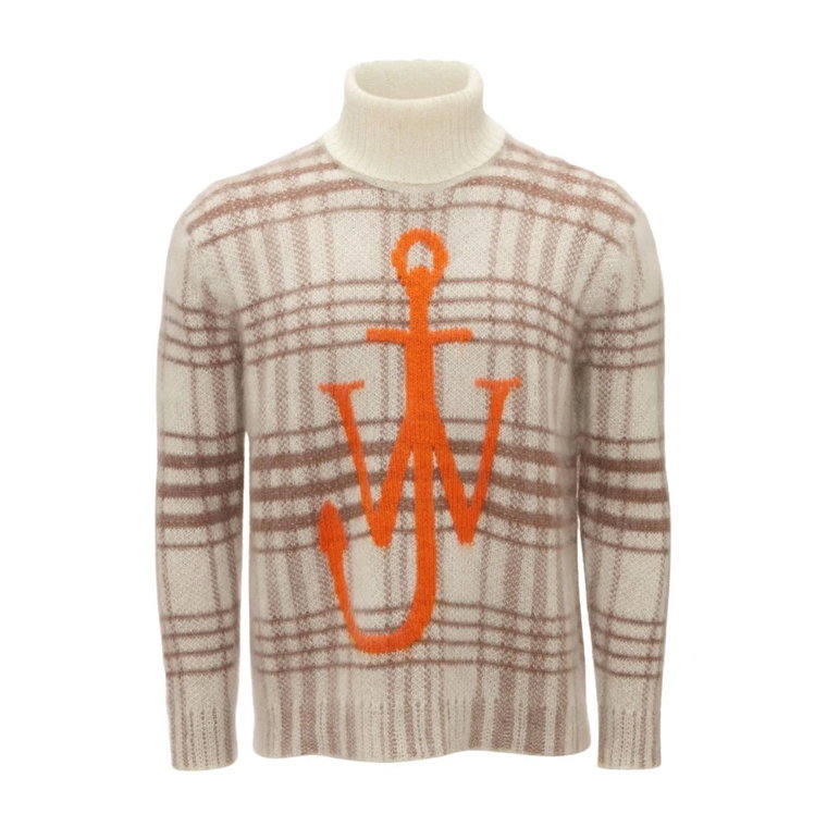 Sweter w kratkę z haftowanym logo JW Anderson