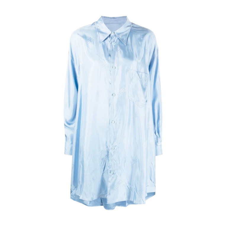Jasnoniebieska satynowa sukienka koszulowa MM6 Maison Margiela