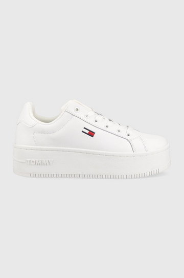 Tommy Jeans sneakersy skórzane Tommy Jeans Flatform Ess kolor biały