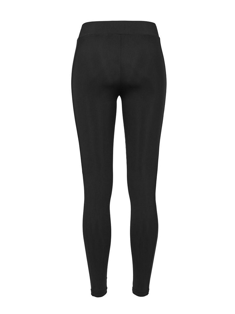 Ladies Ribbon Mesh Leggings Black TB2034