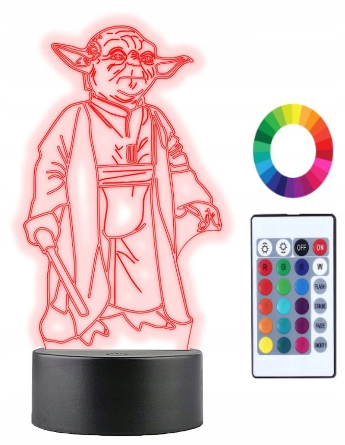 Lampka Nocna 3D Led Mistrz Yoda Star Wars Pilot