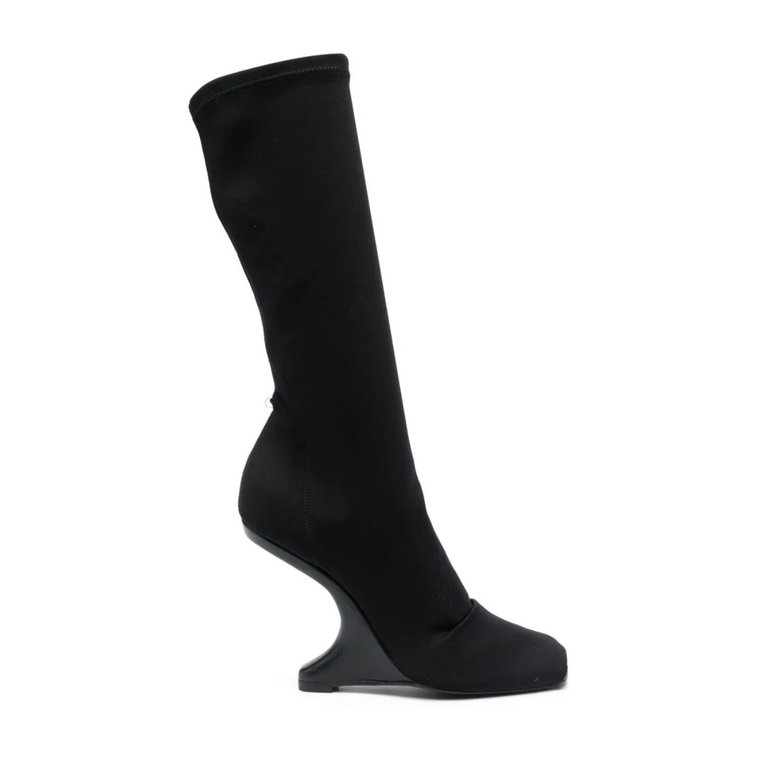 Elegancki Czarny Neo Cantilever 11 Mid Calf Boot Rick Owens