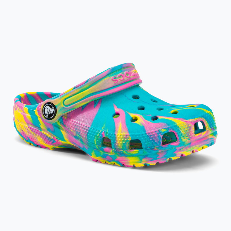 Klapki dziecięce Crocs Classic Marbled Clog K digital aqua/multi