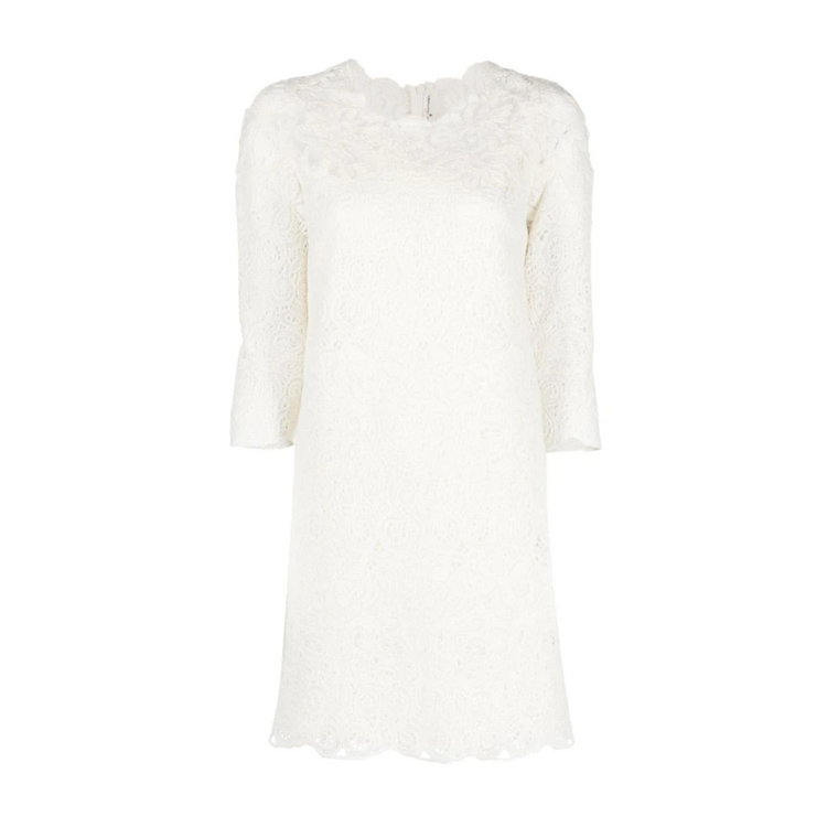 Biała sukienka z koronki guipure w stylu shift Ermanno Scervino
