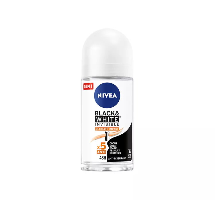 NIVEA BLACK&WHITE INVISIBLE ULTIMATE IMPACT 5IN1 ANTYPERSPIRANT DLA KOBIET ROLL ON 50ML