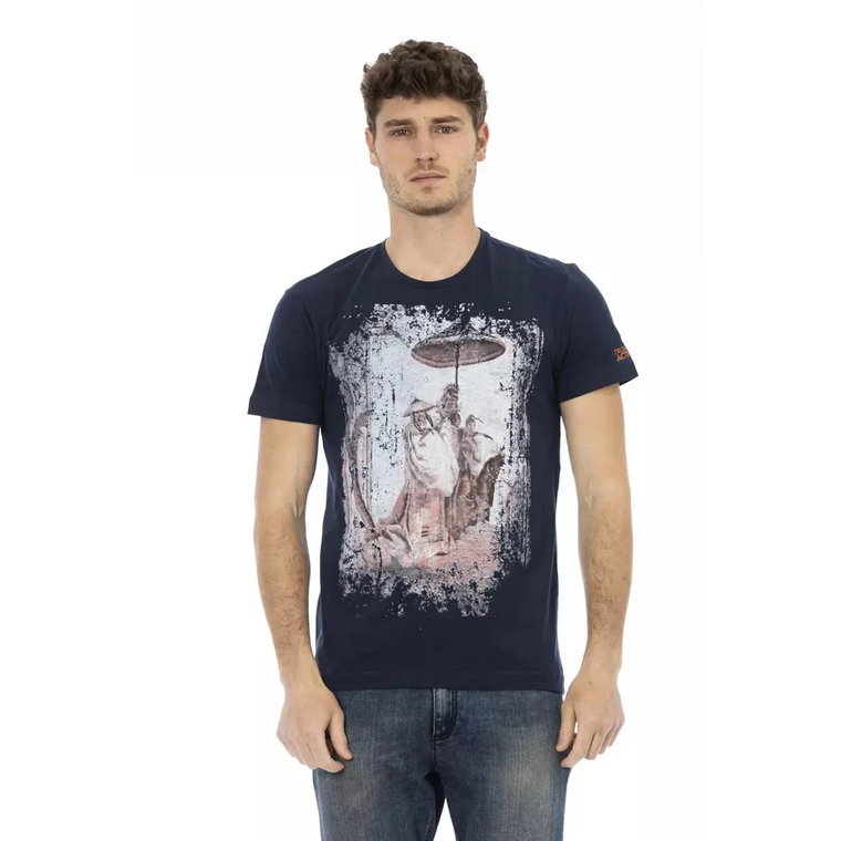 Action Blue T-Shirt z Okrągłym Dekoltem Trussardi