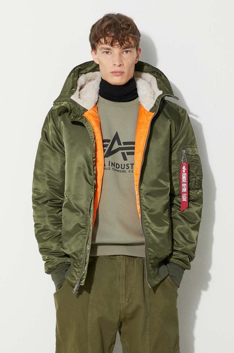 Alpha Industries kurtka MA-1 Hooded męska kolor zielony zimowa 158104.257