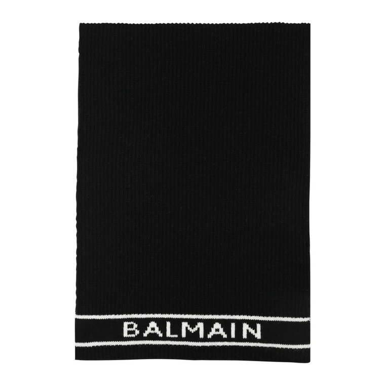 Wełniany szal z logo Balmain