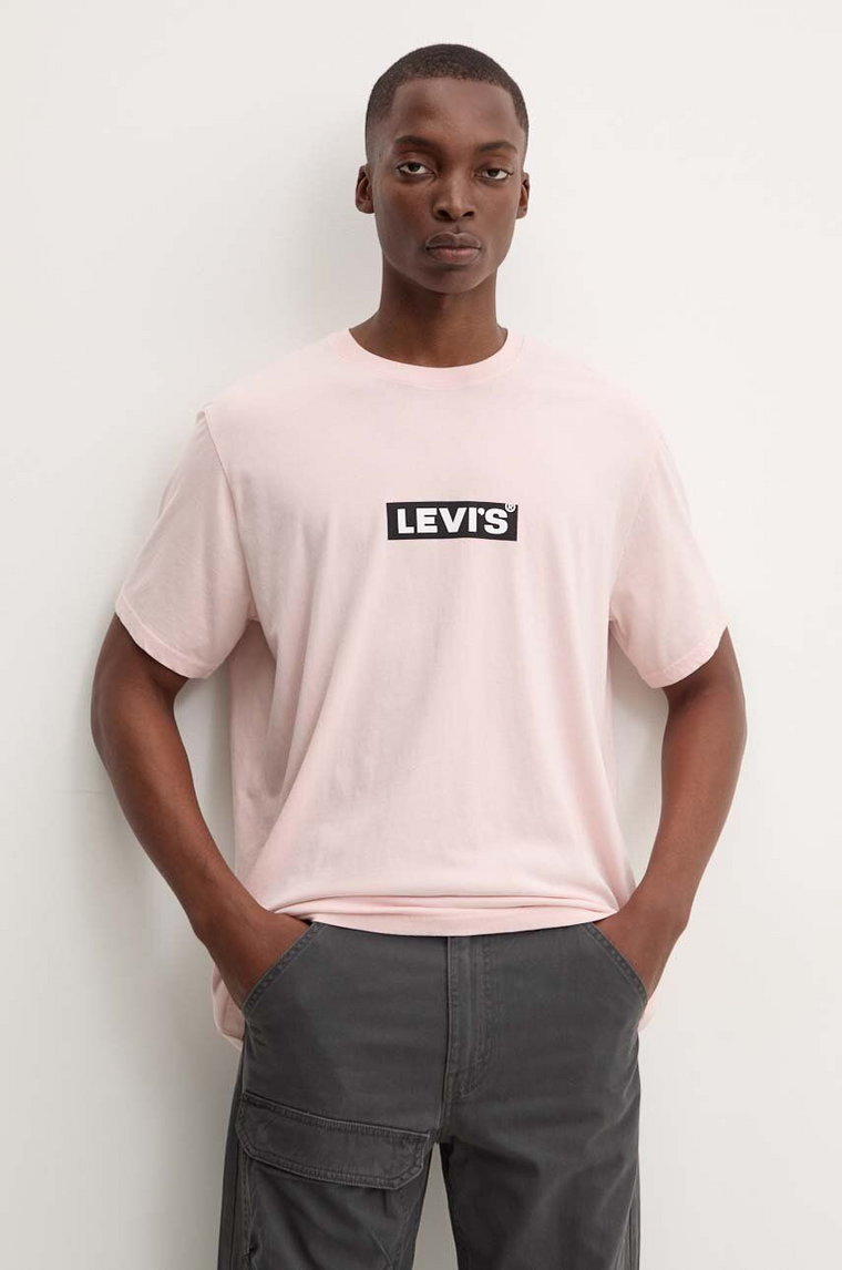 Levi's t-shirt bawełniany męski kolor różowy z nadrukiem A2082