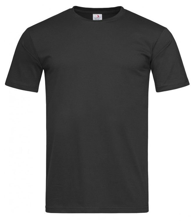 Czarny T-Shirt Męski Bez Nadruku -STEDMAN- Koszulka, Krótki Rękaw, Basic, U-neck, 100% Bawełna
