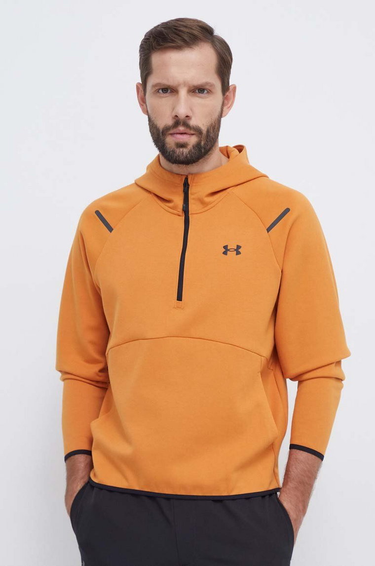 Under Armour bluza treningowa Unstoppable kolor pomarańczowy z kapturem gładka